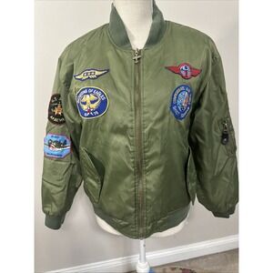 Vtg Alpha Industries YOUTH Large MA-1 Jacket Bomber‎ Patches